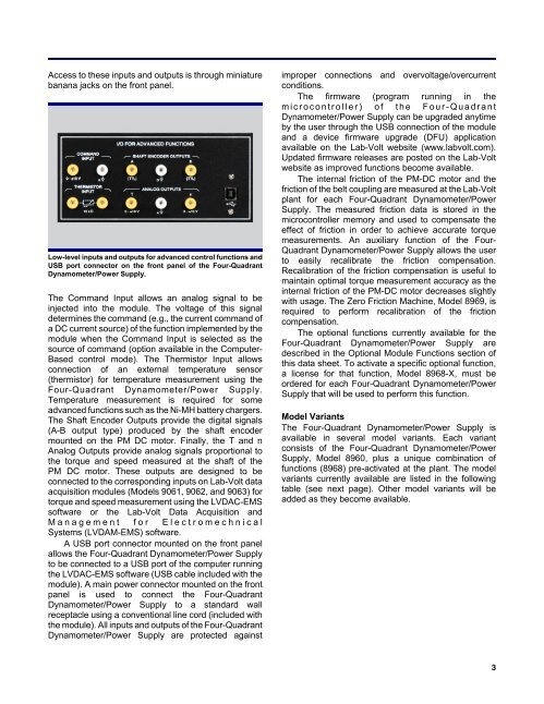 Four Quadrant Dynamometer Power Supply Model 8960 Lab Volt Four Quadrant Dynamometer Power Supply Model 8960 Lab Volt