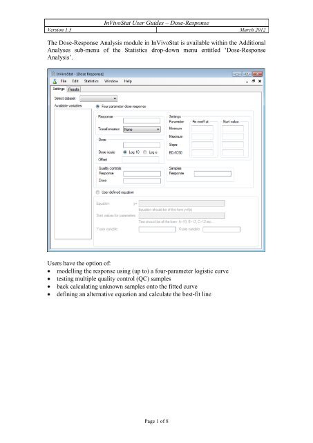 The sample size calculation revolves around four ... - InVivoStat