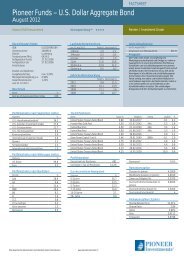 Pioneer Funds – U.S. Dollar Aggregate Bond - Pioneer Investments