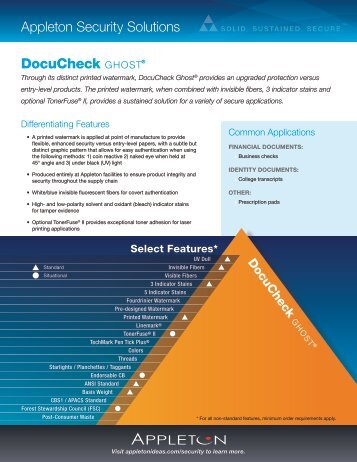 DocuCheck GHOST ® Sell Sheet - Appleton Papers, Inc