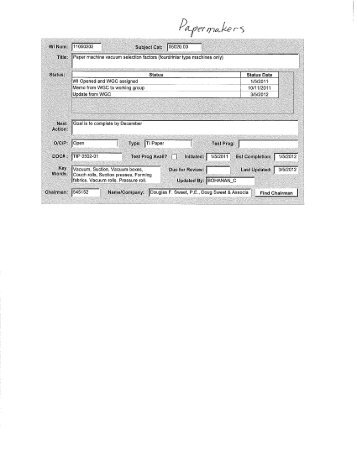 Paper machine vacuum selection factors (fourdrinier type ... - Tappi