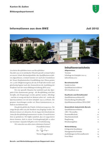 Informationen aus dem BWZ Juli 2012 ... - BWZ Rapperswil