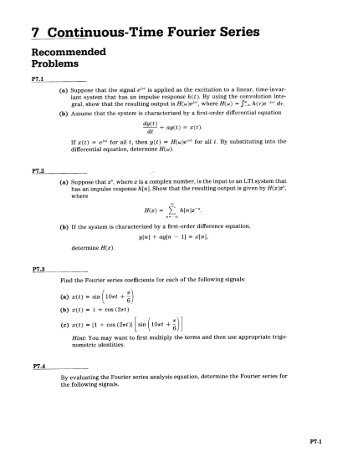 Problem set 7: Continuous-time Fourier series - MIT OpenCourseWare