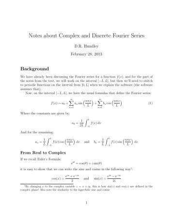 Notes about Complex and Discrete Fourier Series - Whitman People