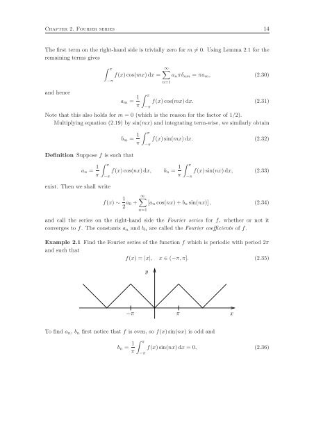 Fourier Series and Partial Differential Equations Lecture Notes