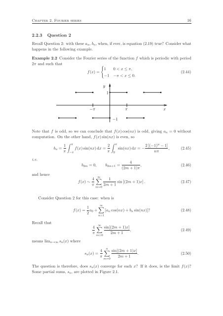 Fourier Series and Partial Differential Equations Lecture Notes