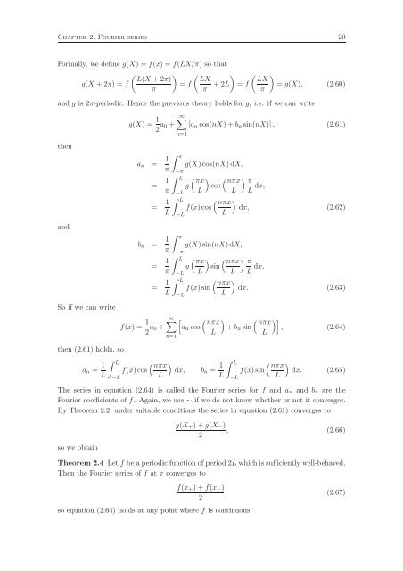 Fourier Series and Partial Differential Equations Lecture Notes