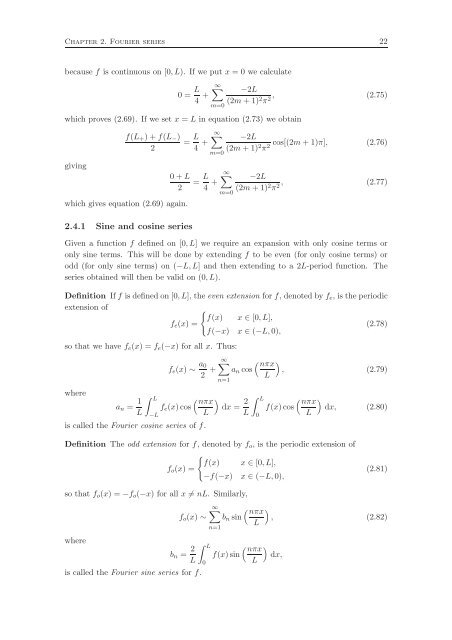 Fourier Series and Partial Differential Equations Lecture Notes