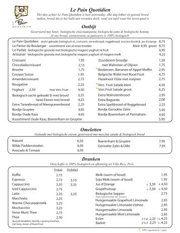 Dutch Day Menu NL - Le Pain Quotidien