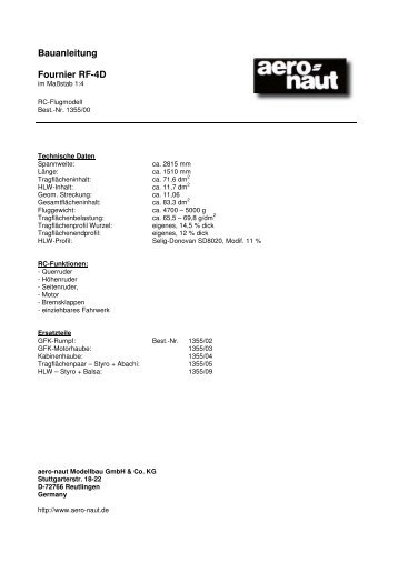 Bauanleitung Fournier RF-4D - Aero-naut