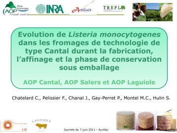 Evolution de Listeria monocytogenes dans les fromages AOP Cantal ...