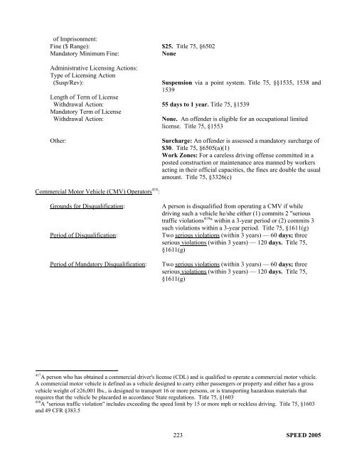 Summary of State Speed Laws - NHTSA