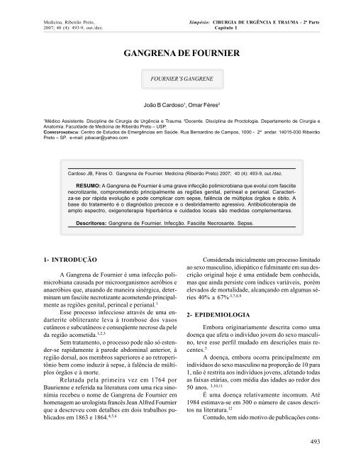 Gangrena de Fournier - Faculdade de Medicina de Ribeirão Preto ...