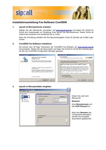 Installationsanleitung Fax-Software ComISDN - Sipcall