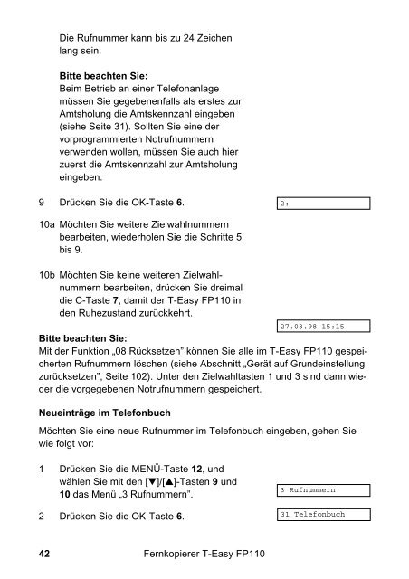 Die Fax- und Telefonkombination T-Easy FP110. Einfach ... - Telekom