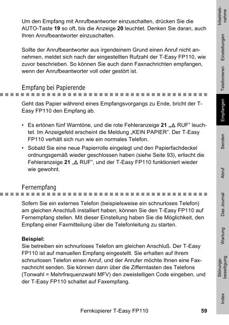 Die Fax- und Telefonkombination T-Easy FP110. Einfach ... - Telekom