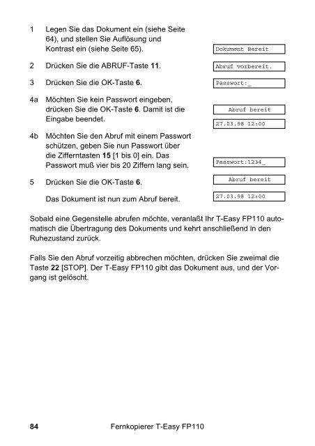 Die Fax- und Telefonkombination T-Easy FP110. Einfach ... - Telekom