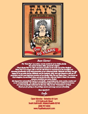 fay inhouse menu 2012y.indd - Dartmouth - Fay's Restaurant