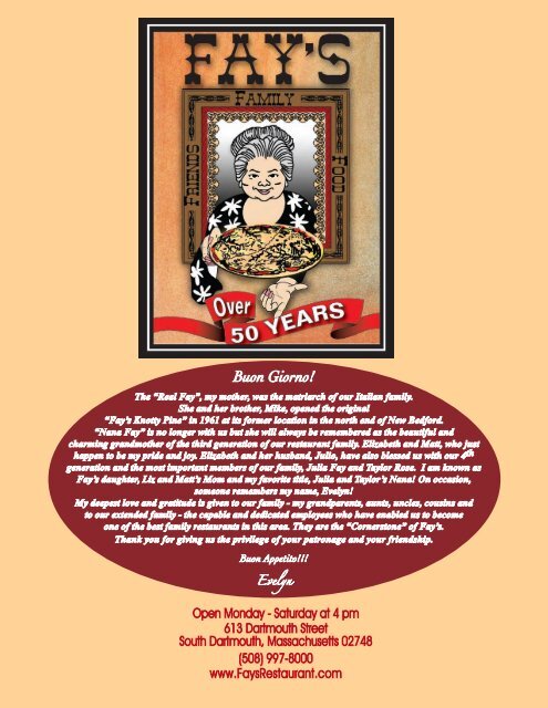 fay inhouse menu 2012y.indd - Dartmouth - Fay's Restaurant
