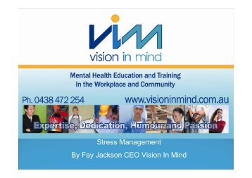 Stress Management By Fay Jackson CEO Vision In Mind - Comcare