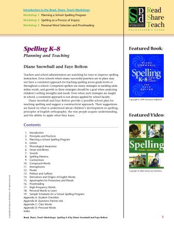 Spelling K–8 by Diane Snowball and Faye - Stenhouse Publishers