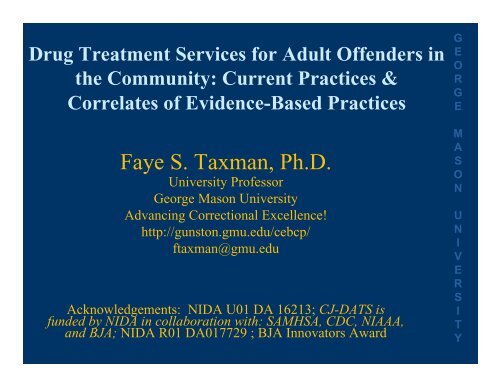 Faye S. Taxman, Ph.D. - UCLA Integrated Substance Abuse Programs