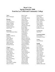 Dean's List Spring Semester 2008 Fond du Lac Tribal and ...