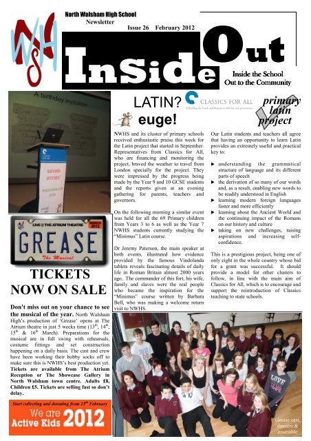 Issue 26 Inside Out newsletter February 2012 - North Walsham High ...