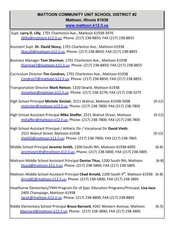 MATTOON COMMUNITY UNIT SCHOOL DISTRICT #2 ... - ROE #11