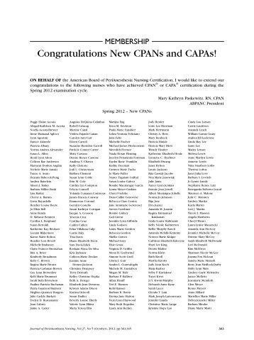 Congratulations New CPANs and CAPAs! - American Board of ...
