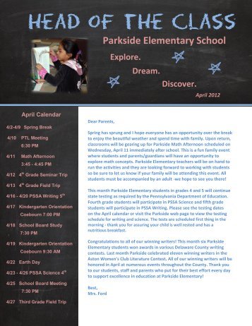 Parkside Newsletter April 2012 - Penn-Delco School District