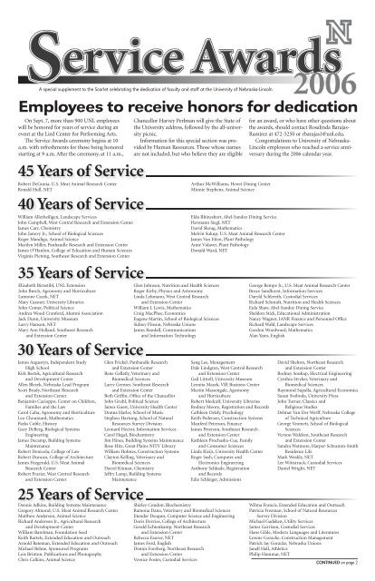 45 Years of Service - The Scarlet - The University of Nebraska–Lincoln