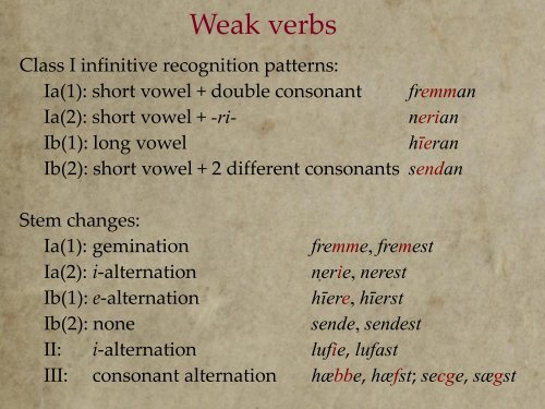 f03b: Weak verbs and verb prefixes - ENG240Y Old English