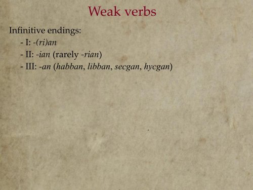 f03b: Weak verbs and verb prefixes - ENG240Y Old English