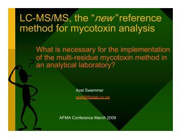 8. Ms Azel Swemmer - LC-MSMS, the new reference method ... - AFMA