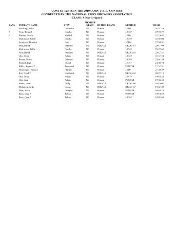 CONTESTANTS IN THE 2010 CORN YIELD CONTEST ...