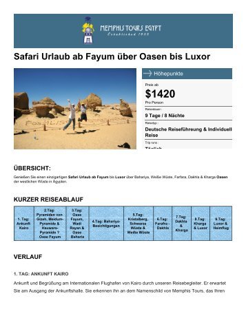 Safari Urlaub ab Fayum über Oasen bis Luxor - Memphis Tours