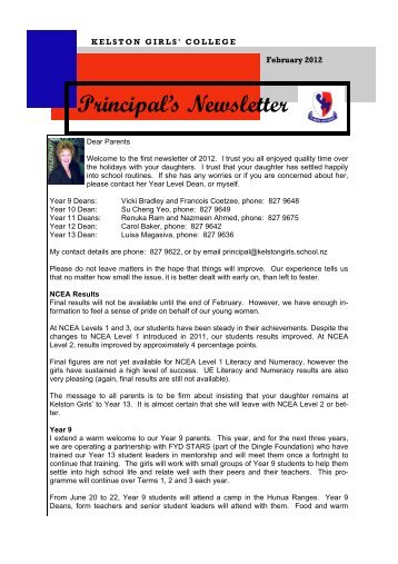 Principal's Newsletter - Kelston Girls' College