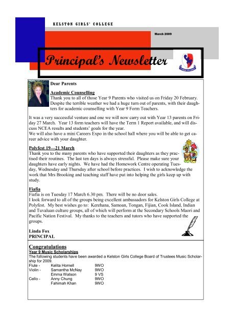Principal's Newsletter - Kelston Girls