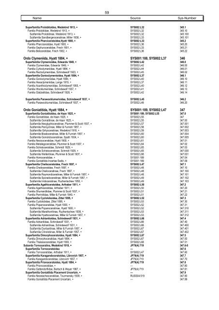 Systematics Phylum 22 Mollusca - Mollusca Systematic Catalogue