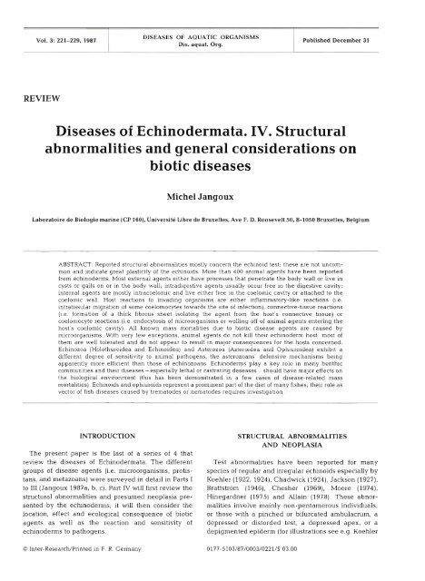 Diseases of Echinodermata. IV. Structural ... - Inter Research