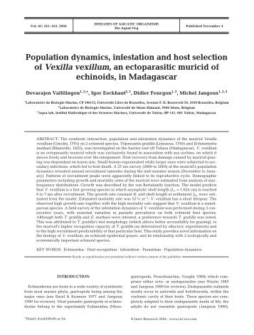 Population dynamics, infestation and host selection of Vexilla ...