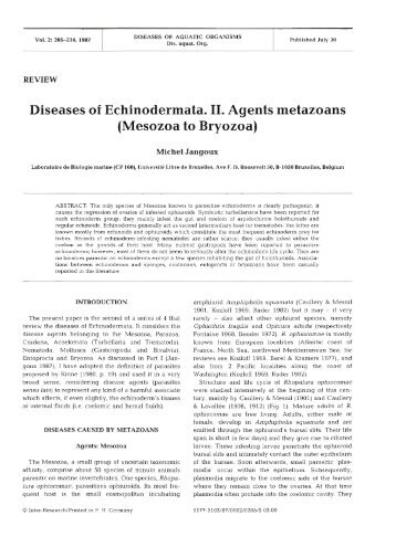 Diseases of Echinodermata. 11. Agents metazoans ... - Inter Research