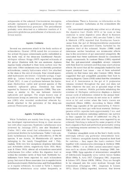 Diseases of Echinodermata. 11. Agents metazoans ... - Inter Research
