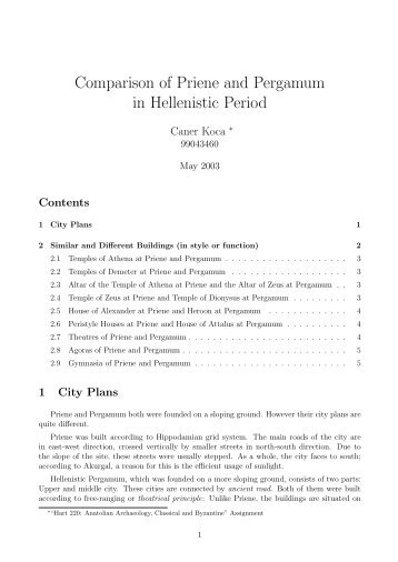 Comparison of Priene and Pergamum in Hellenistic Period