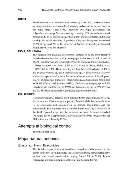 Biological Control of Insect Pests: Southeast Asian Prospects - EcoPort