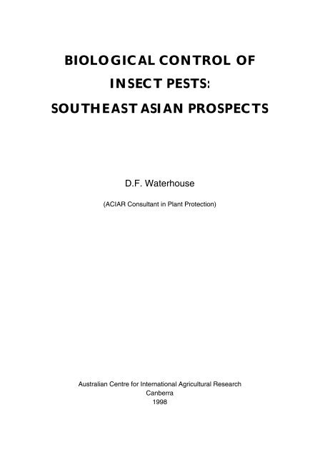 Biological Control of Insect Pests: Southeast Asian Prospects - EcoPort