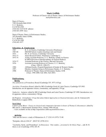 View Curriculum Vitae - Theater, Dance, and Performance Studies