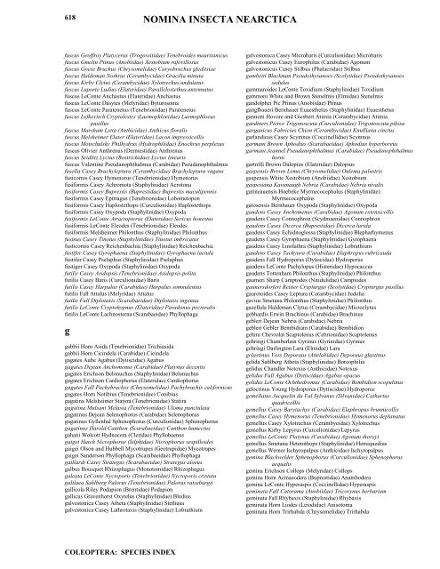 Species Index f - p; pp. 618 - Nearctica