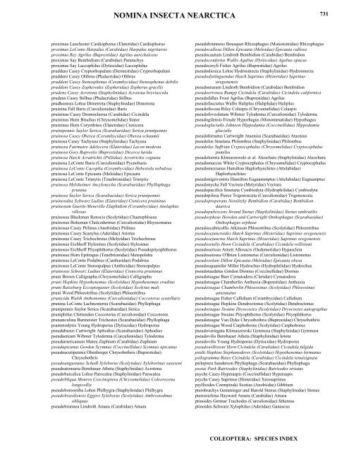 Species Index f - p; pp. 618 - Nearctica